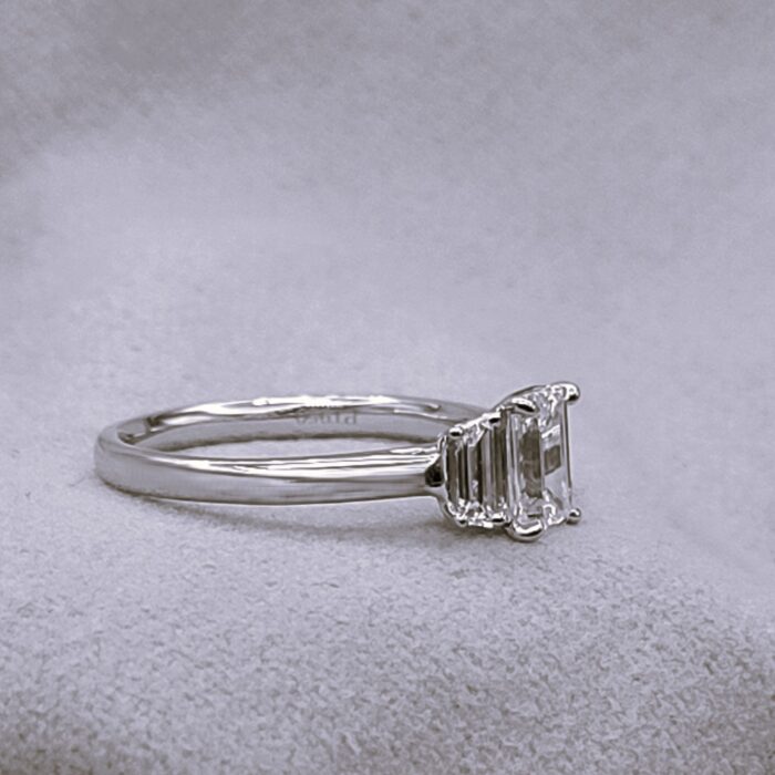 0.94ct Emerald Cut Diamond Three-Stone Engagement Ring Platinum from Ace Jewellery, Leeds