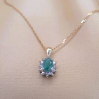 0.47ct Emerald & Diamond Pendant Necklace 9ct Yellow Gold from Ace Jewellery, Leeds