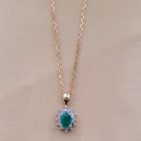 0.47ct Emerald & Diamond Pendant Necklace 9ct Yellow Gold from Ace Jewellery, Leeds
