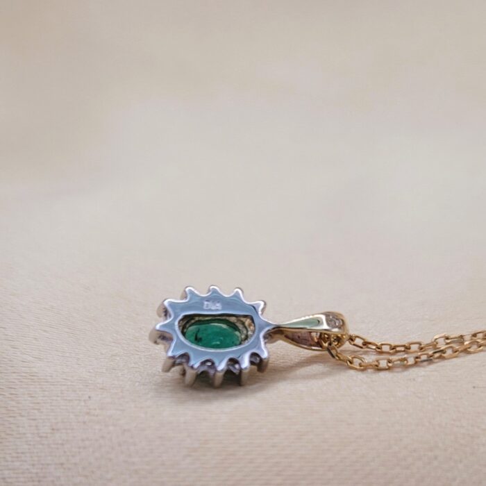 0.47ct Emerald & Diamond Pendant Necklace 9ct Yellow Gold from Ace Jewellery, Leeds