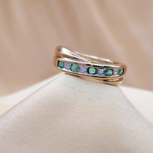 0.32ct Emerald & Diamond Half Eternity Ring 9ct Yellow Gold from Ace Jewellery, Leeds