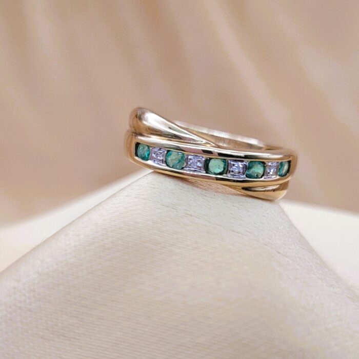 0.32ct Emerald & Diamond Half Eternity Ring 9ct Yellow Gold from Ace Jewellery, Leeds