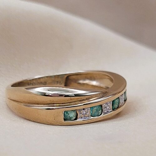 0.32ct Emerald & Diamond Half Eternity Ring 9ct Yellow Gold from Ace Jewellery, Leeds