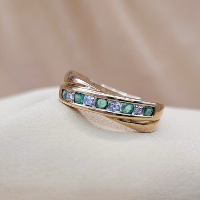 0.32ct Emerald & Diamond Half Eternity Ring 9ct Yellow Gold from Ace Jewellery, Leeds