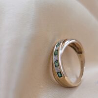 0.32ct Emerald & Diamond Half Eternity Ring 9ct Yellow Gold from Ace Jewellery, Leeds