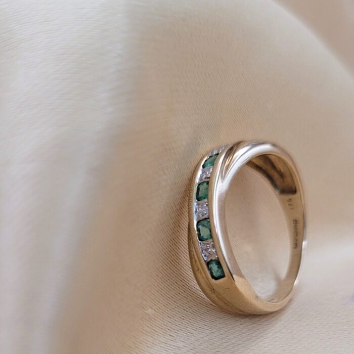 0.32ct Emerald & Diamond Half Eternity Ring 9ct Yellow Gold from Ace Jewellery, Leeds