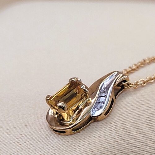 0.55ct Citrine & Diamond Pendant Necklace 9ct Yellow Gold from Ace Jewellery, Leeds