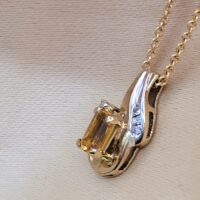 0.55ct Citrine & Diamond Pendant Necklace 9ct Yellow Gold from Ace Jewellery, Leeds