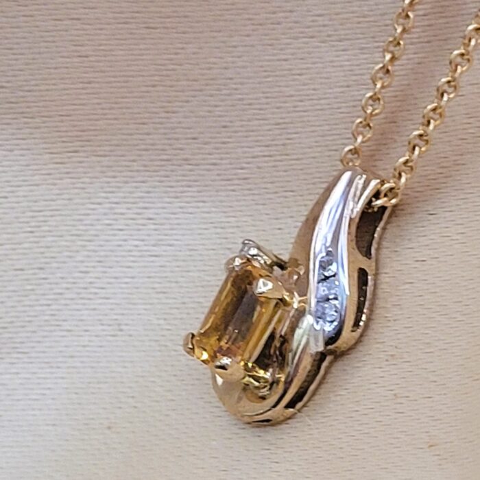 0.55ct Citrine & Diamond Pendant Necklace 9ct Yellow Gold from Ace Jewellery, Leeds