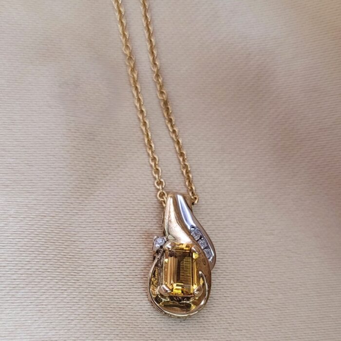 0.55ct Citrine & Diamond Pendant Necklace 9ct Yellow Gold from Ace Jewellery, Leeds