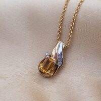 0.55ct Citrine & Diamond Pendant Necklace 9ct Yellow Gold from Ace Jewellery, Leeds