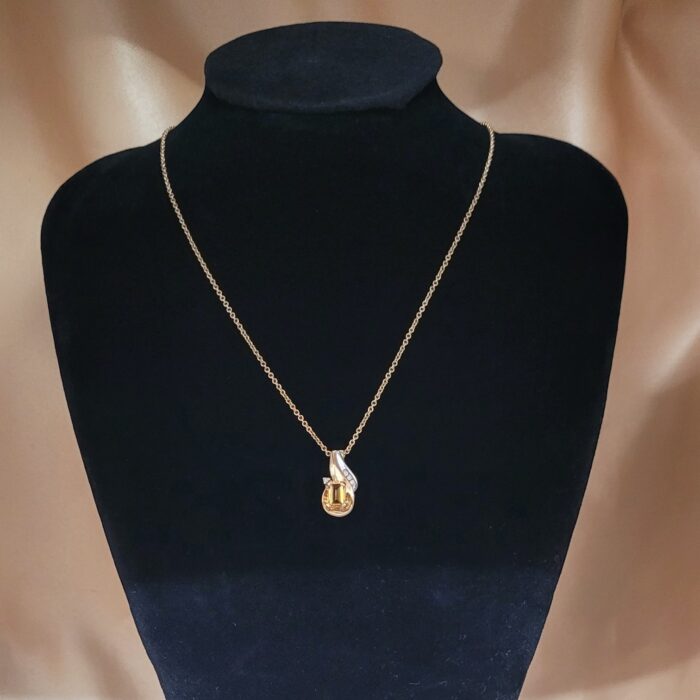 0.55ct Citrine & Diamond Pendant Necklace 9ct Yellow Gold from Ace Jewellery, Leeds