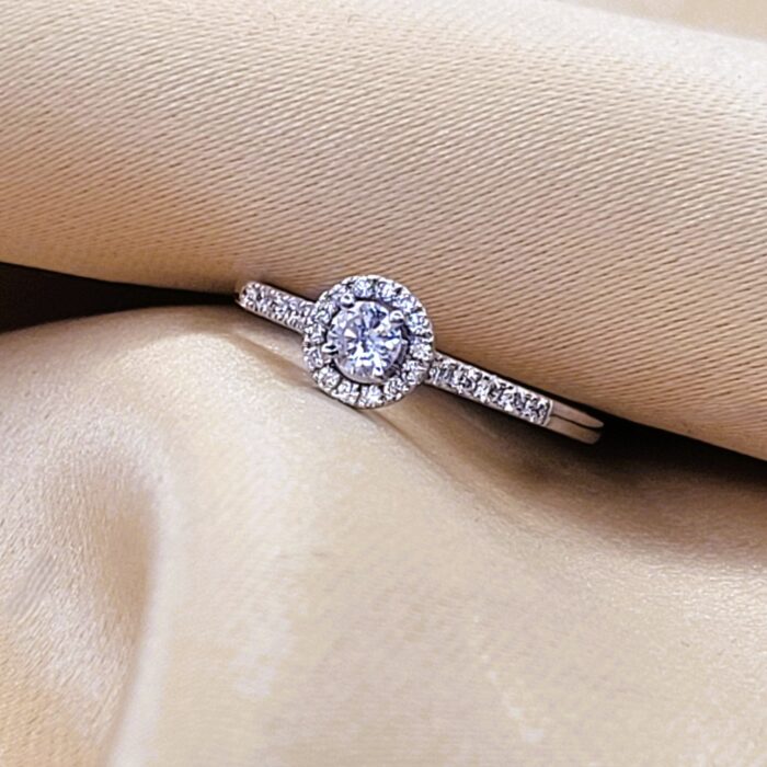 0.17ct Diamond Halo Ring 9ct White Gold from Ace Jewellery, Leeds