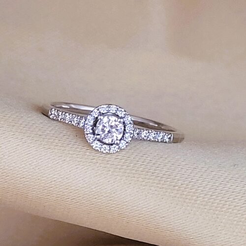 0.17ct Diamond Halo Ring 9ct White Gold from Ace Jewellery, Leeds