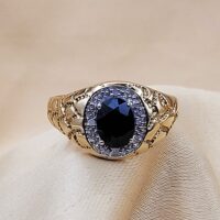 1.18ct Sapphire & Diamond Statement Ring 9ct Yellow Gold from Ace Jewellery, Leeds