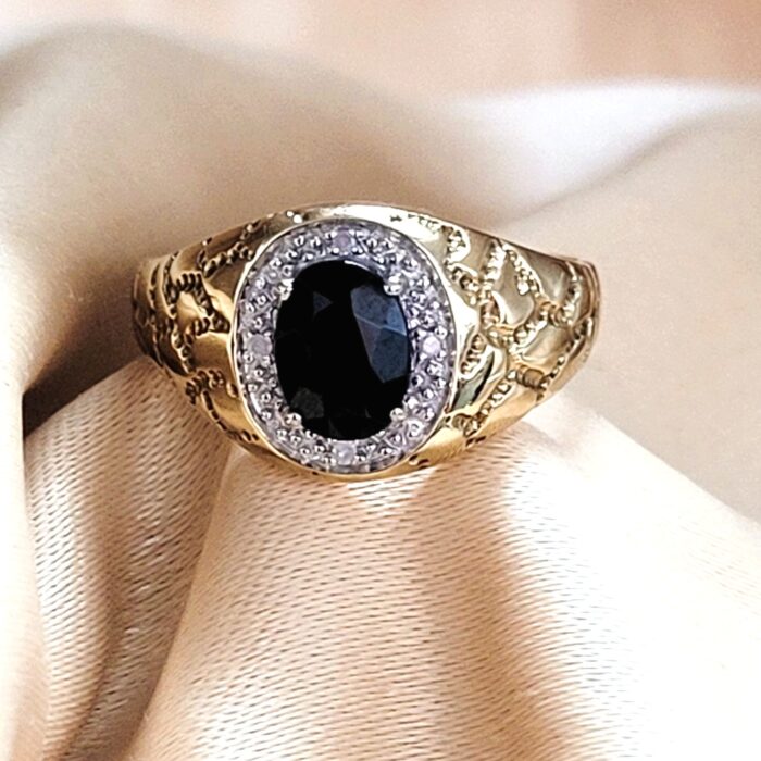 1.18ct Sapphire & Diamond Statement Ring 9ct Yellow Gold from Ace Jewellery, Leeds