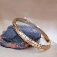 9ct Yellow Gold Half-Engraved Bangle from Ace Jewellery, Leeds