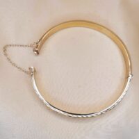 9ct Yellow Gold Half-Engraved Bangle from Ace Jewellery, Leeds
