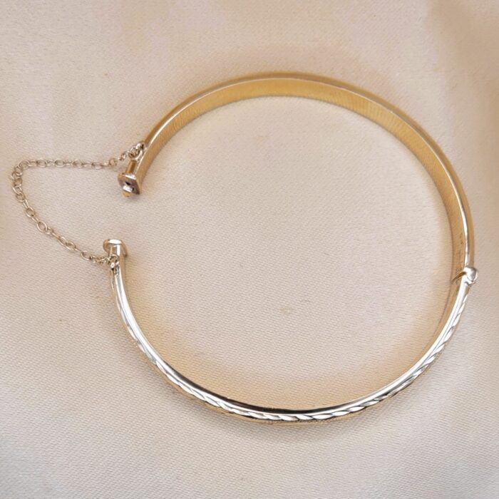 9ct Yellow Gold Half-Engraved Bangle from Ace Jewellery, Leeds
