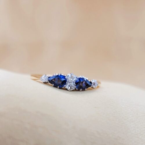 Antique 0.76ct Sapphire & Old-Cut Diamond Ring 18ct Yellow Gold from Ace Jewellery, Leeds
