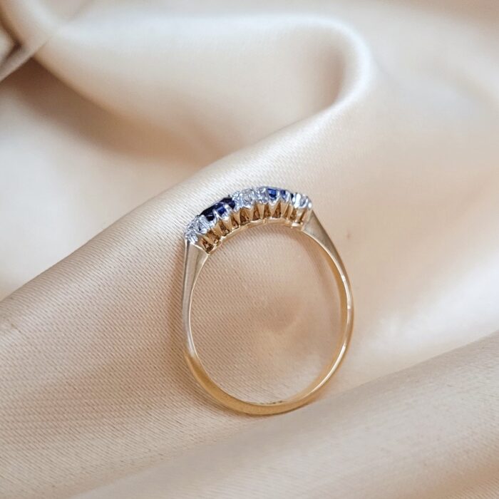 Antique 0.76ct Sapphire & Old-Cut Diamond Ring 18ct Yellow Gold from Ace Jewellery, Leeds