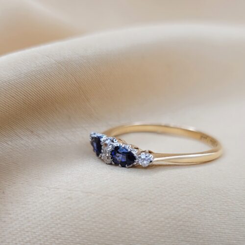 Antique 0.76ct Sapphire & Old-Cut Diamond Ring 18ct Yellow Gold from Ace Jewellery, Leeds