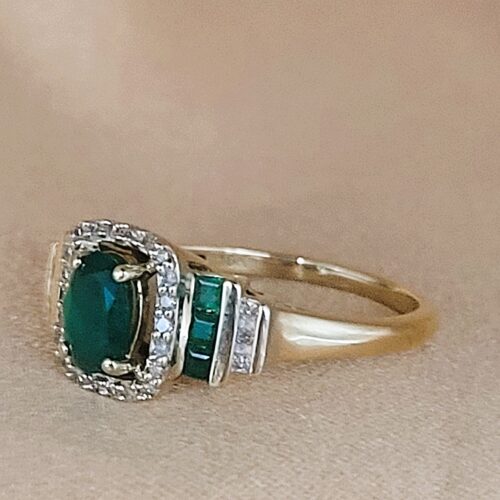 1.20ct Emerald & Diamond Cocktail Ring 10ct Yellow Gold from Ace Jewellery, Leeds