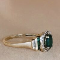 1.20ct Emerald & Diamond Cocktail Ring 10ct Yellow Gold from Ace Jewellery, Leeds