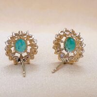 1.76ct Emerald & Diamond Cluster Earrings 14ct Yellow Gold from Ace Jewellery, Leeds