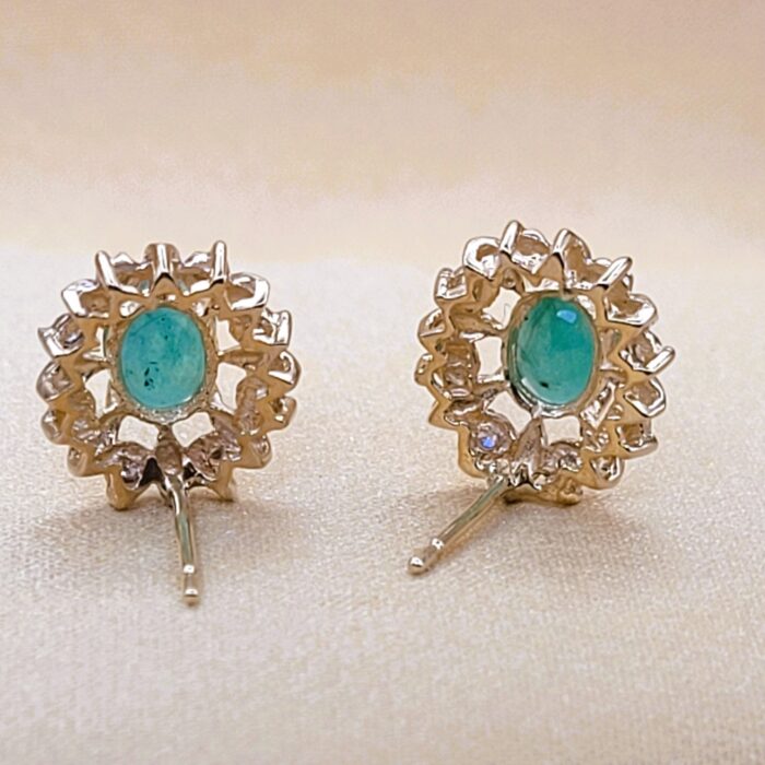 1.76ct Emerald & Diamond Cluster Earrings 14ct Yellow Gold from Ace Jewellery, Leeds