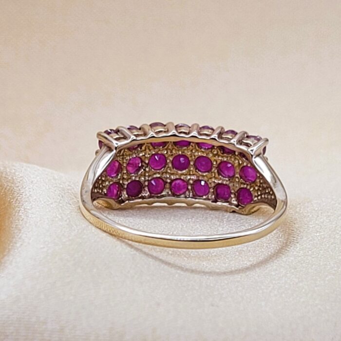 0.75ct Three-Row Ruby Ring 9ct Yellow Gold from Ace Jewellery, Leeds