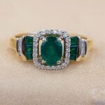 1.20ct Emerald & Diamond Cocktail Ring 10ct Yellow Gold from Ace Jewellery, Leeds
