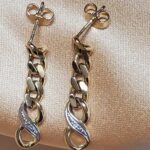 0.02ct Diamond-Set Curb Link Drop Earrings 9ct Yellow Gold from Ace Jewellery, Leeds