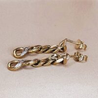0.02ct Diamond-Set Curb Link Drop Earrings 9ct Yellow Gold from Ace Jewellery, Leeds
