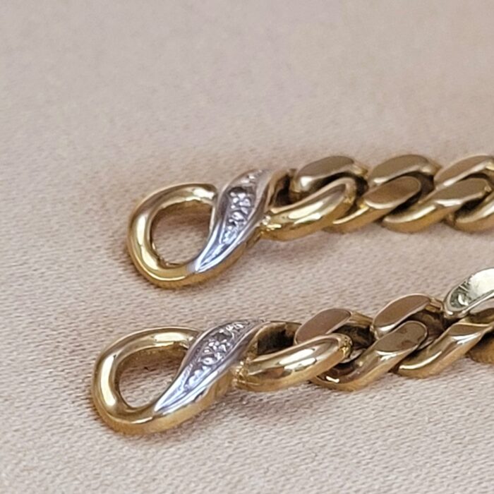 0.02ct Diamond-Set Curb Link Drop Earrings 9ct Yellow Gold from Ace Jewellery, Leeds