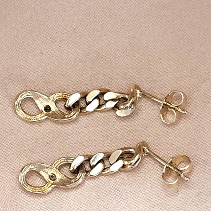 0.02ct Diamond-Set Curb Link Drop Earrings 9ct Yellow Gold from Ace Jewellery, Leeds