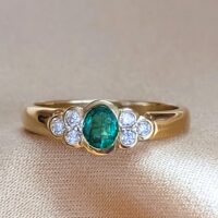 0.55ct Emerald & Diamond Collet-Set Ring 18ct Yellow Gold from Ace Jewellery, Leeds