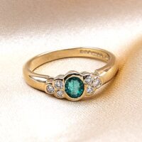0.55ct Emerald & Diamond Collet-Set Ring 18ct Yellow Gold from Ace Jewellery, Leeds