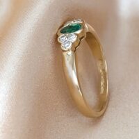 0.55ct Emerald & Diamond Collet-Set Ring 18ct Yellow Gold from Ace Jewellery, Leeds