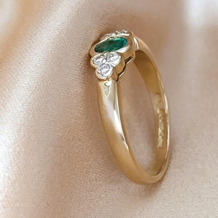 0.55ct Emerald & Diamond Collet-Set Ring 18ct Yellow Gold from Ace Jewellery, Leeds
