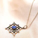 1.16ct Sapphire, Demantoid Garnet & Pearl Pendant Necklace 15ct Yellow Gold from Ace Jewellery, Leeds
