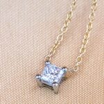 0.42ct Princess-Cut Platinum-Set Diamond Pendant Necklace 9ct Yellow Gold from Ace Jewellery, Leeds