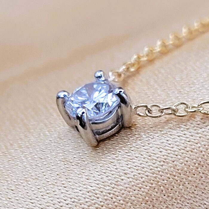 0.42ct Round Platinum-Set Diamond Pendant Necklace 9ct Yellow Gold from Ace Jewellery, Leeds