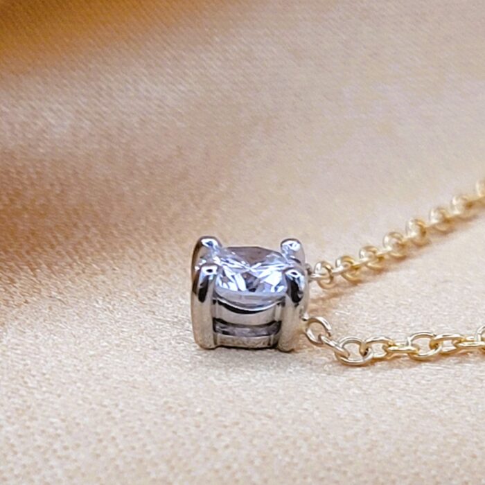 0.42ct Round Platinum-Set Diamond Pendant Necklace 9ct Yellow Gold from Ace Jewellery, Leeds