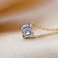 0.42ct Round Platinum-Set Diamond Pendant Necklace 9ct Yellow Gold from Ace Jewellery, Leeds