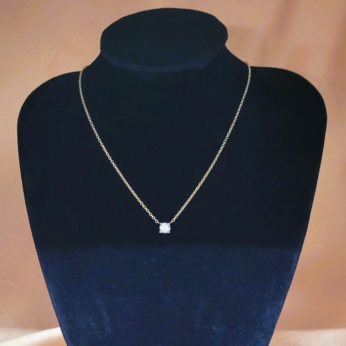 0.42ct Round Platinum-Set Diamond Pendant Necklace 9ct Yellow Gold from Ace Jewellery, Leeds