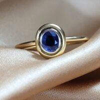 0.40ct Oval Sapphire Collet-Set Ring 18ct Yellow Gold from Ace Jewellery, Leeds