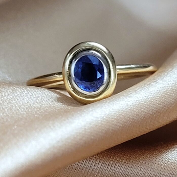 0.40ct Oval Sapphire Collet-Set Ring 18ct Yellow Gold from Ace Jewellery, Leeds