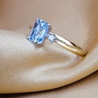 1.10ct Aquamarine & Diamond Three-Stone Ring 18ct Yellow Gold from Ace Jewellery, Leeds