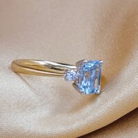 1.10ct Aquamarine & Diamond Three-Stone Ring 18ct Yellow Gold from Ace Jewellery, Leeds